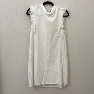 White Ruffle Sleeveless Dress